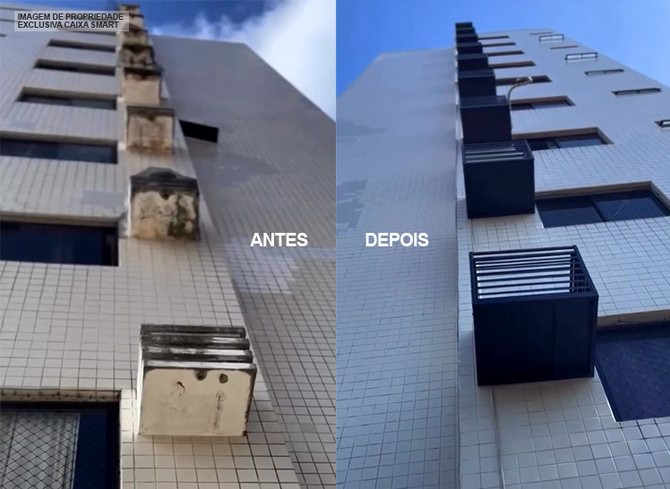 Fachada antes e depois
